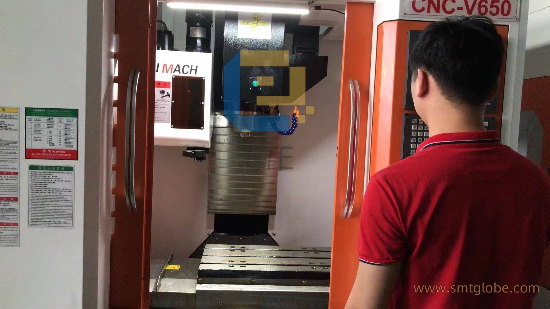 CNC machine at ETE producing AI spare parts