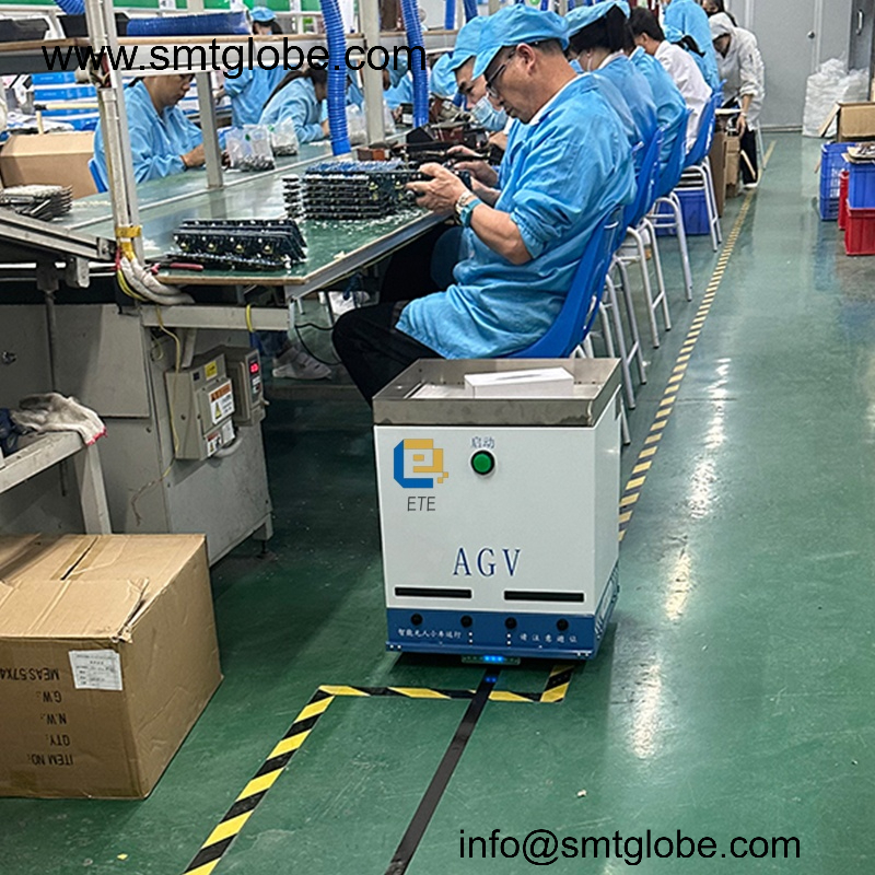 Smart AGV Robot for Wave Soldering Pallet Transport