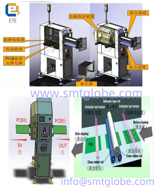 PCB surface cleaning machine working