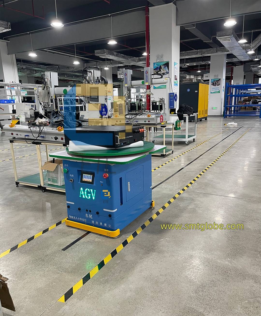 AGV robot for moving wave soldering pallet