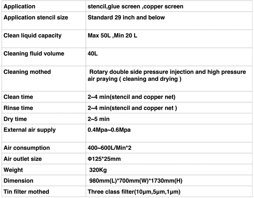 SMT stencil cleaning machine specification